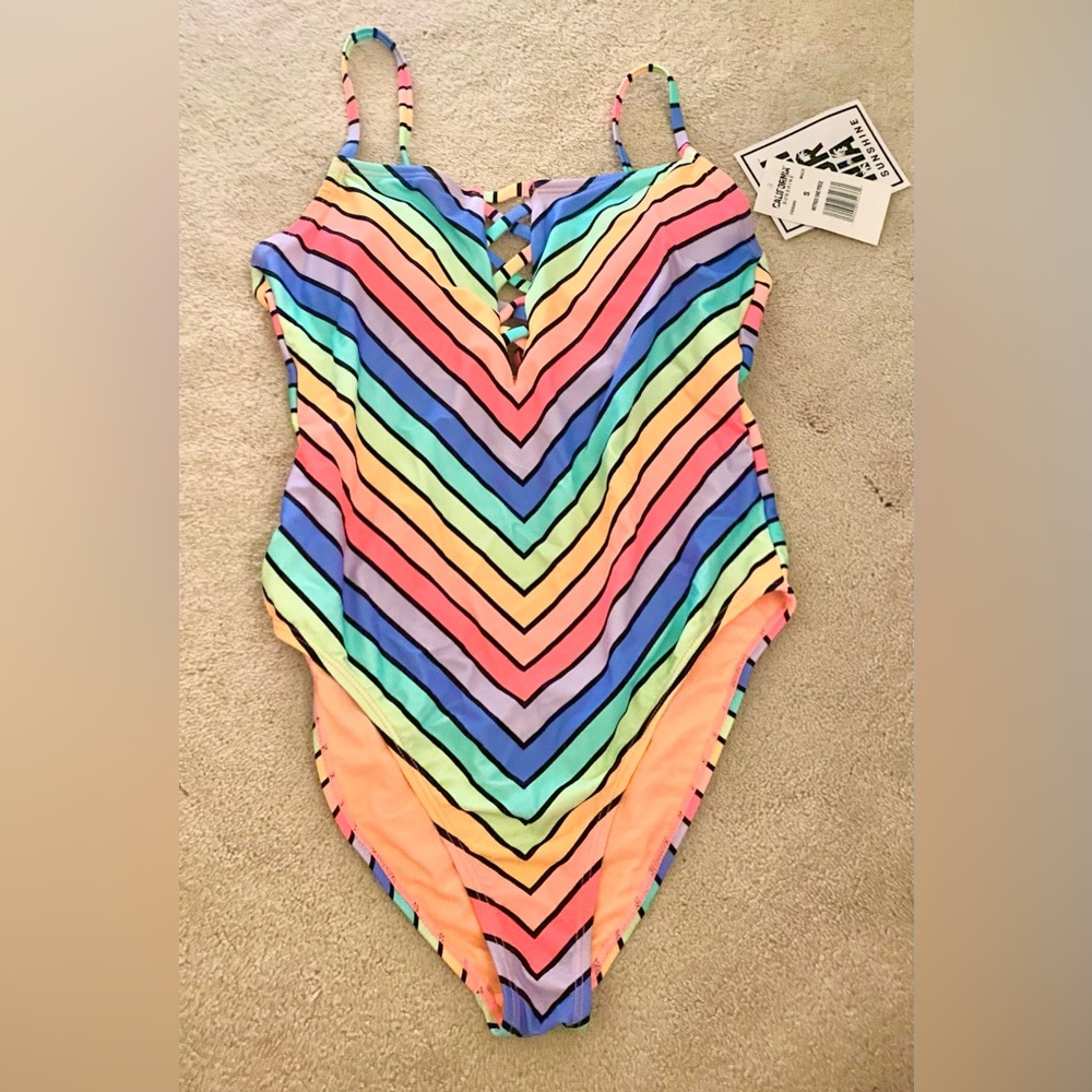 Dennys California Sunshine One Piece Swimsuit (Size Small)